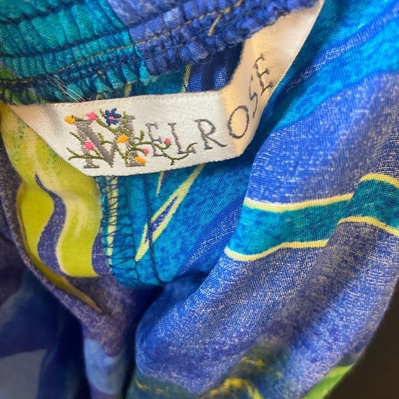 Vintage Melrose Blue & Yellow Floral Semi Wrap Skirt - Picture 11 of 11